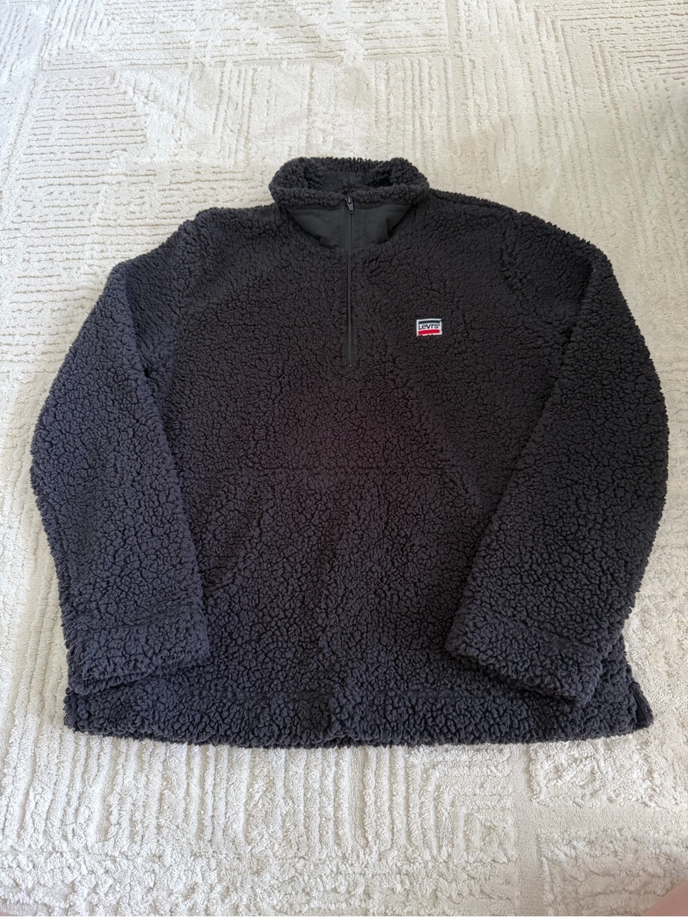 Levi's Men's Black Sherpa Half-Zip Pullover with Chest Logo
